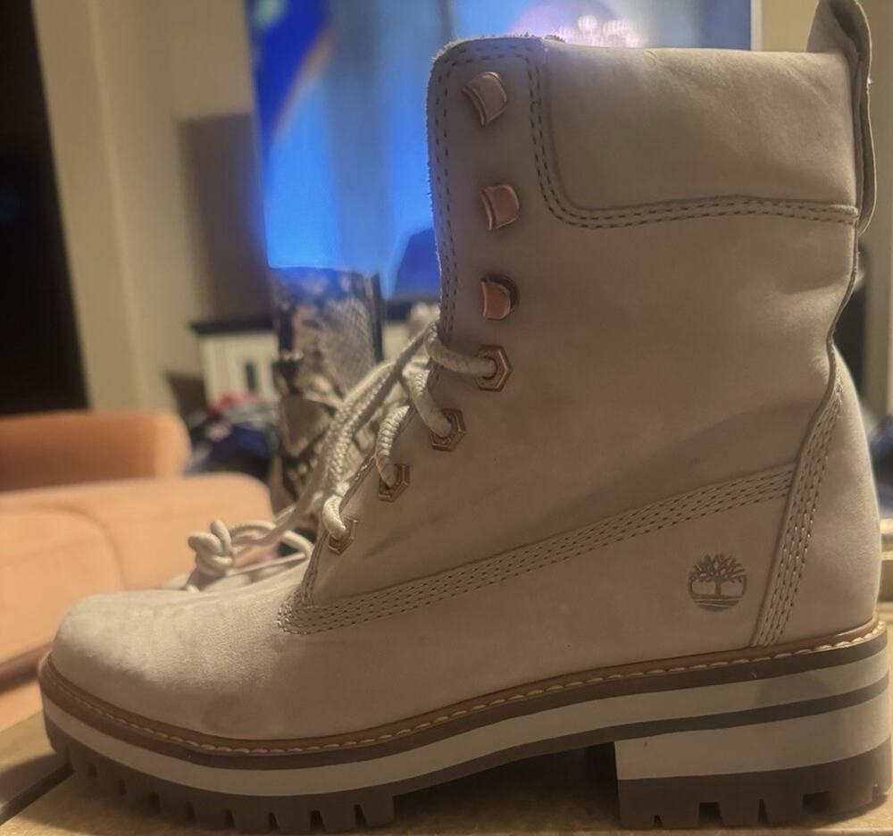 Timberland A2CQ7 tan Leather Lace-Up Ankle Boots Padded Round Toe US 8 EU 39